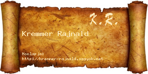 Kremmer Rajnald névjegykártya